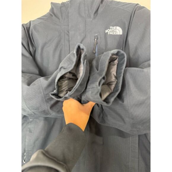 The North Face Men's Large Black Puffer Jacket Hooded Winter Coat - Picture 4 of 13